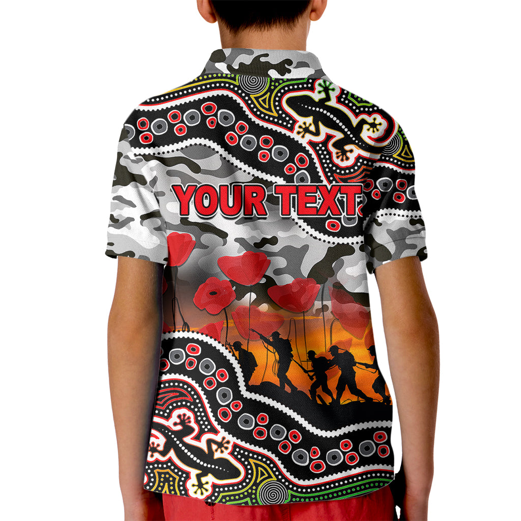 custom-personalised-anzac-day-nrl-panthers-kid-polo-shirt-aboriginal-lizard-patterns