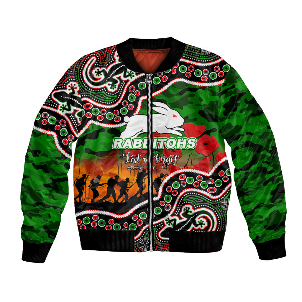 custom-personalised-anzac-day-nrl-rabbitohs-bomber-jacket-aboriginal-lizard-patterns