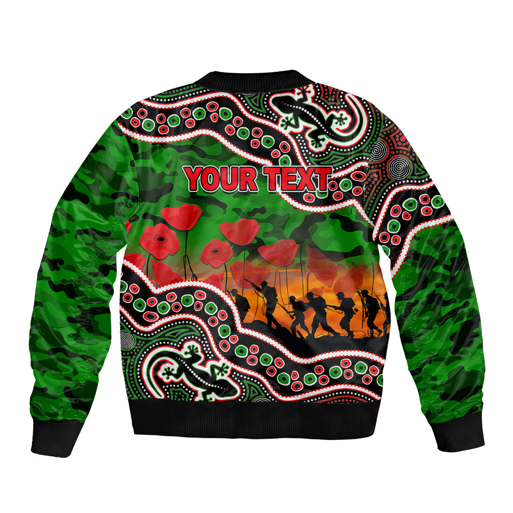 custom-personalised-anzac-day-nrl-rabbitohs-bomber-jacket-aboriginal-lizard-patterns