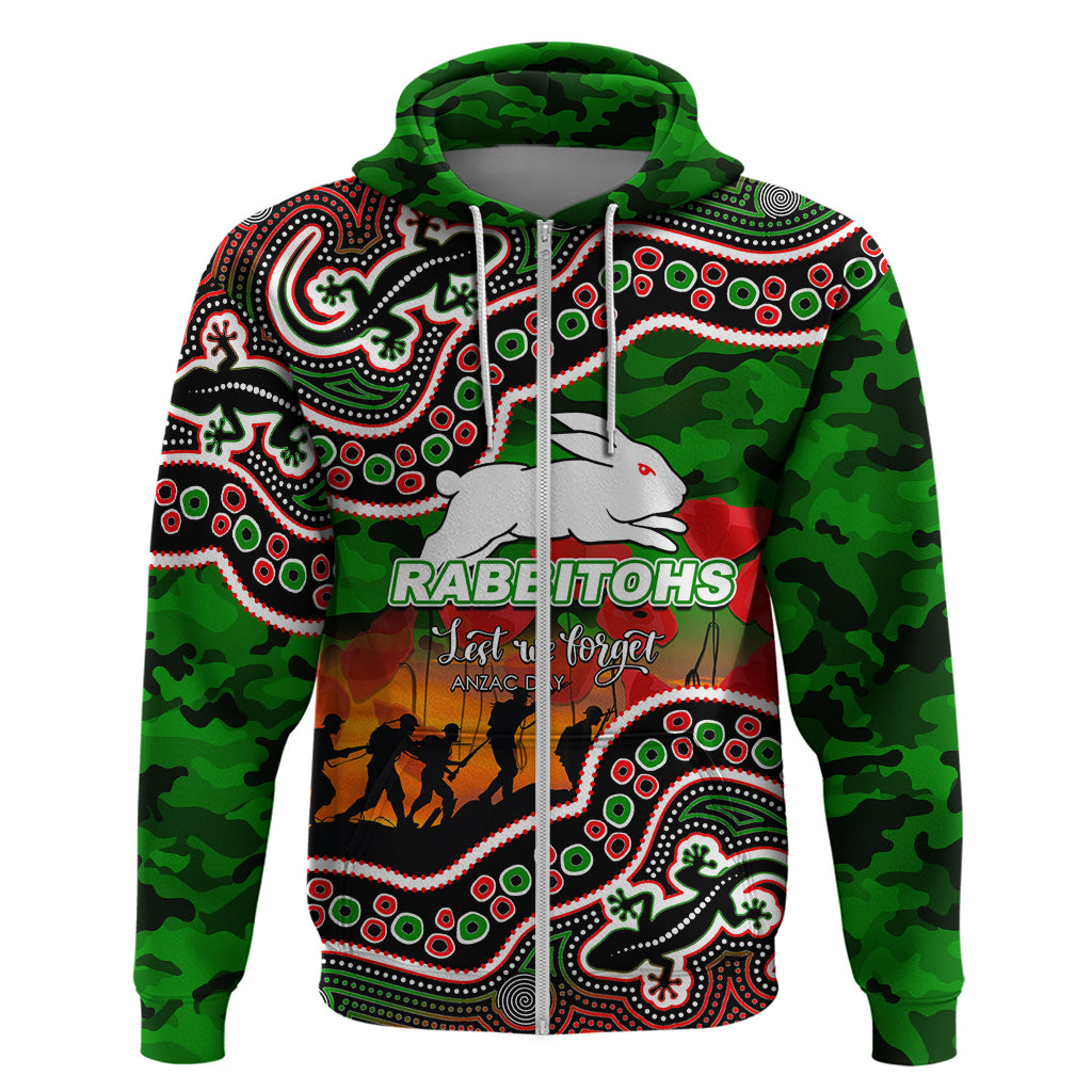 custom-personalised-anzac-day-nrl-rabbitohs-hoodie-aboriginal-lizard-patterns