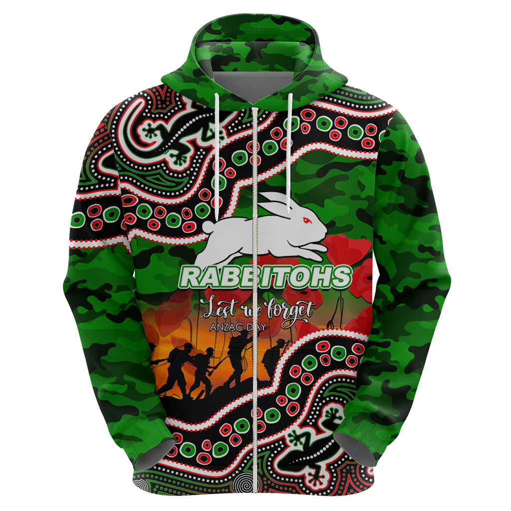 custom-personalised-anzac-day-nrl-rabbitohs-hoodie-aboriginal-lizard-patterns