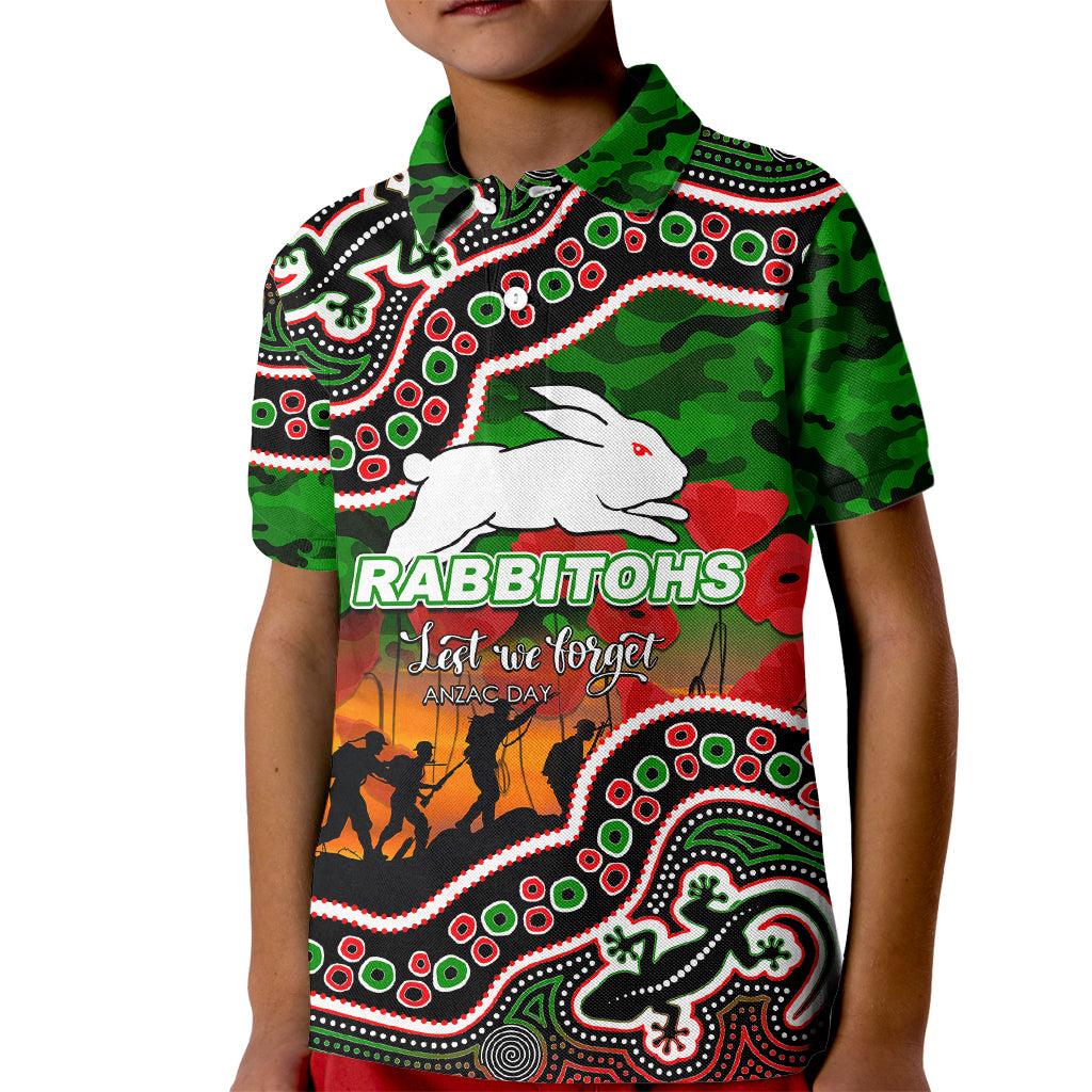 custom-personalised-anzac-day-nrl-rabbitohs-kid-polo-shirt-aboriginal-lizard-patterns