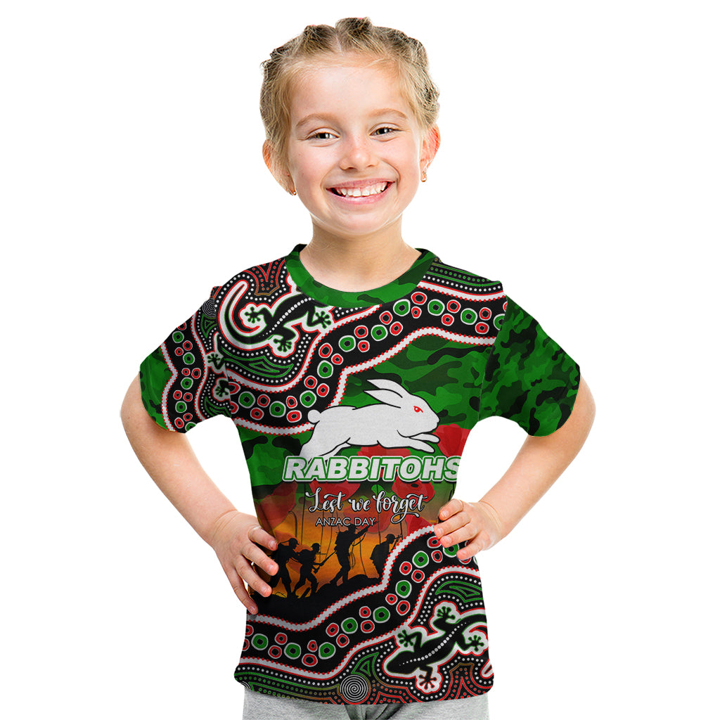 custom-personalised-anzac-day-nrl-rabbitohs-kid-t-shirt-aboriginal-lizard-patterns