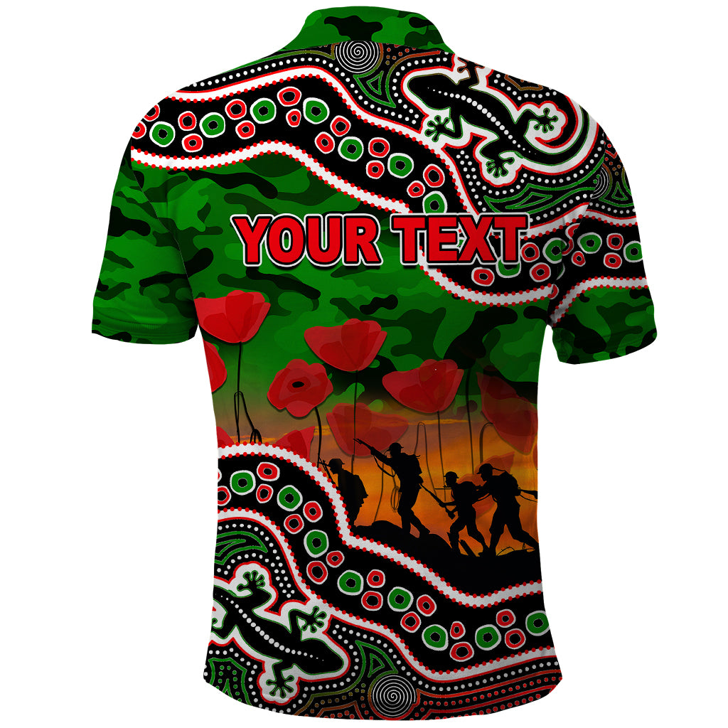 custom-personalised-anzac-day-nrl-rabbitohs-polo-shirt-aboriginal-lizard-patterns