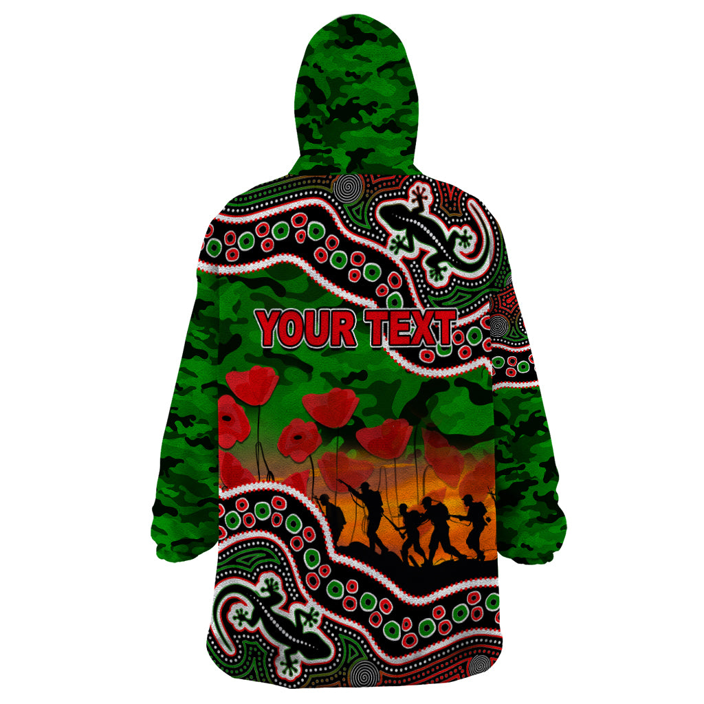 custom-personalised-anzac-day-nrl-rabbitohs-wearable-blanket-hoodie-aboriginal-lizard-patterns