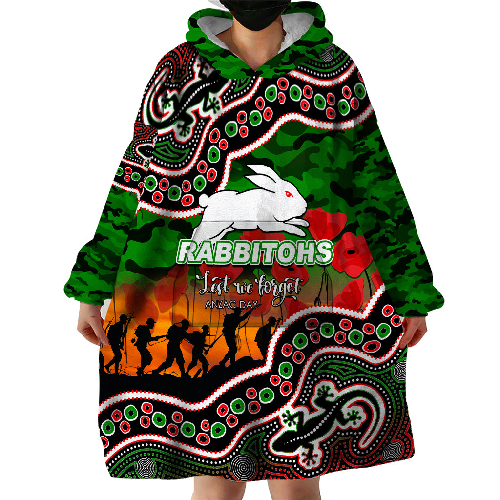 custom-personalised-anzac-day-nrl-rabbitohs-wearable-blanket-hoodie-aboriginal-lizard-patterns