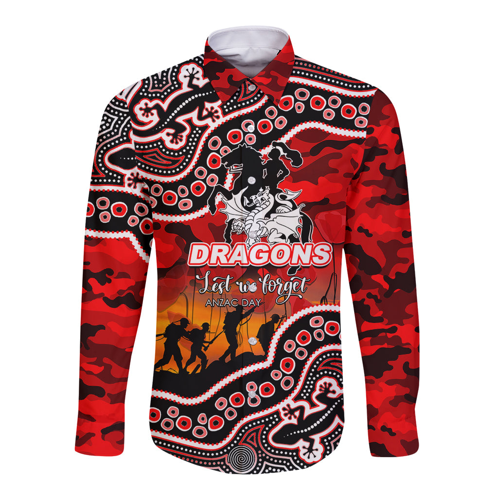 custom-personalised-anzac-day-nrl-dragons-long-sleeve-button-shirt-aboriginal-lizard-patterns