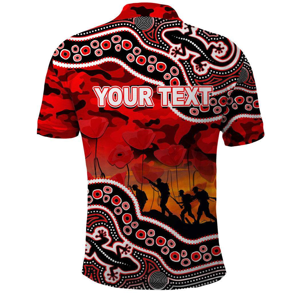 custom-personalised-anzac-day-nrl-dragons-polo-shirt-aboriginal-lizard-patterns