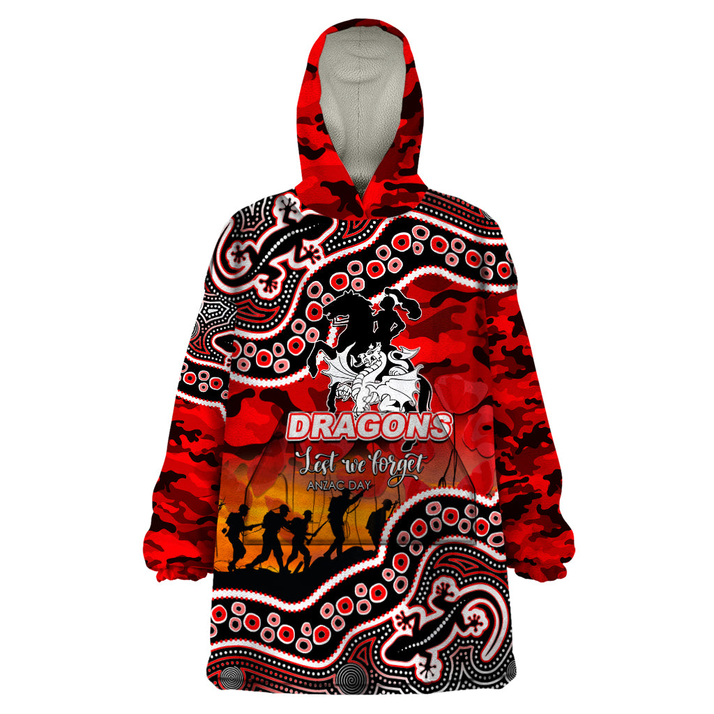 custom-personalised-anzac-day-nrl-dragons-wearable-blanket-hoodie-aboriginal-lizard-patterns