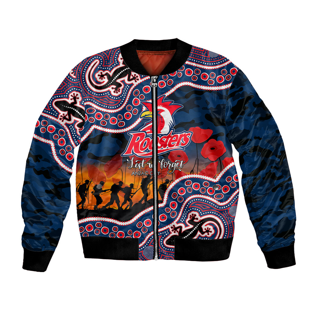 custom-personalised-anzac-day-nrl-rooster-bomber-jacket-aboriginal-lizard-patterns