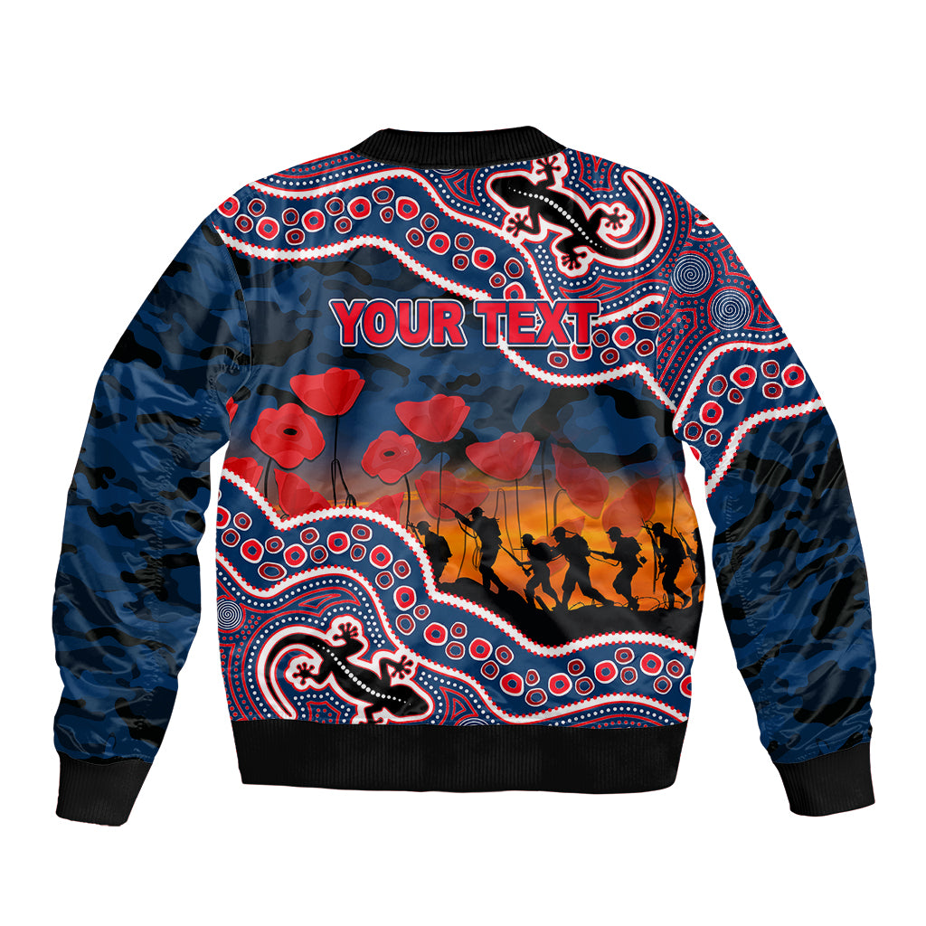 custom-personalised-anzac-day-nrl-rooster-bomber-jacket-aboriginal-lizard-patterns