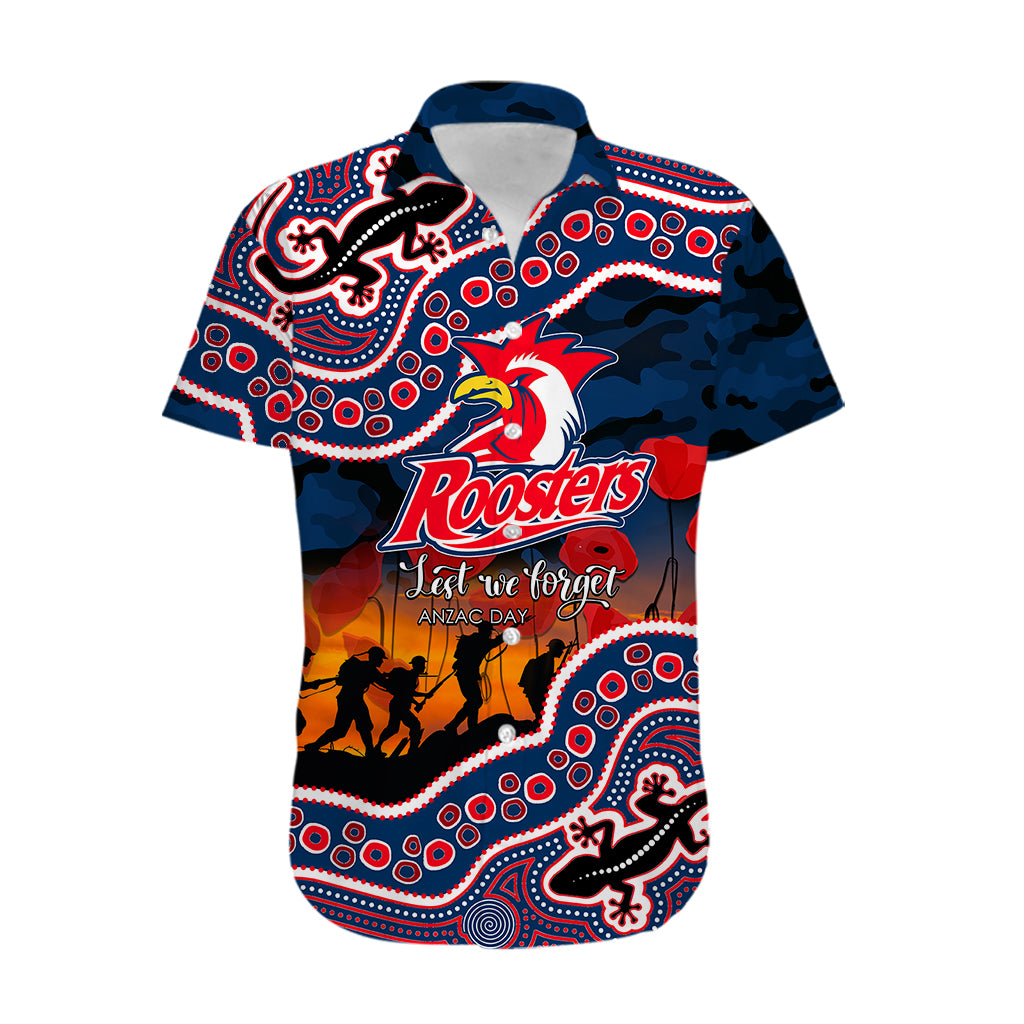 custom-personalised-anzac-day-nrl-rooster-hawaiian-shirt-aboriginal-lizard-patterns