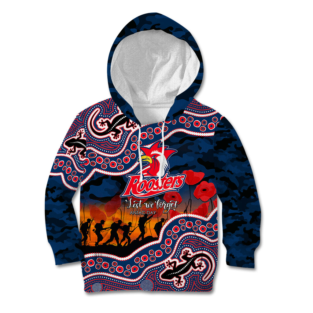 custom-personalised-anzac-day-nrl-rooster-kid-hoodie-aboriginal-lizard-patterns