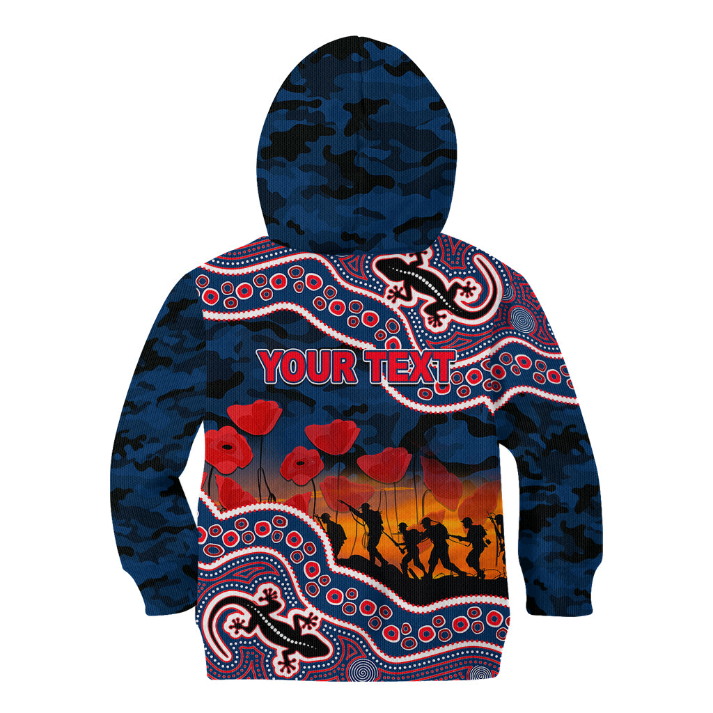 custom-personalised-anzac-day-nrl-rooster-kid-hoodie-aboriginal-lizard-patterns