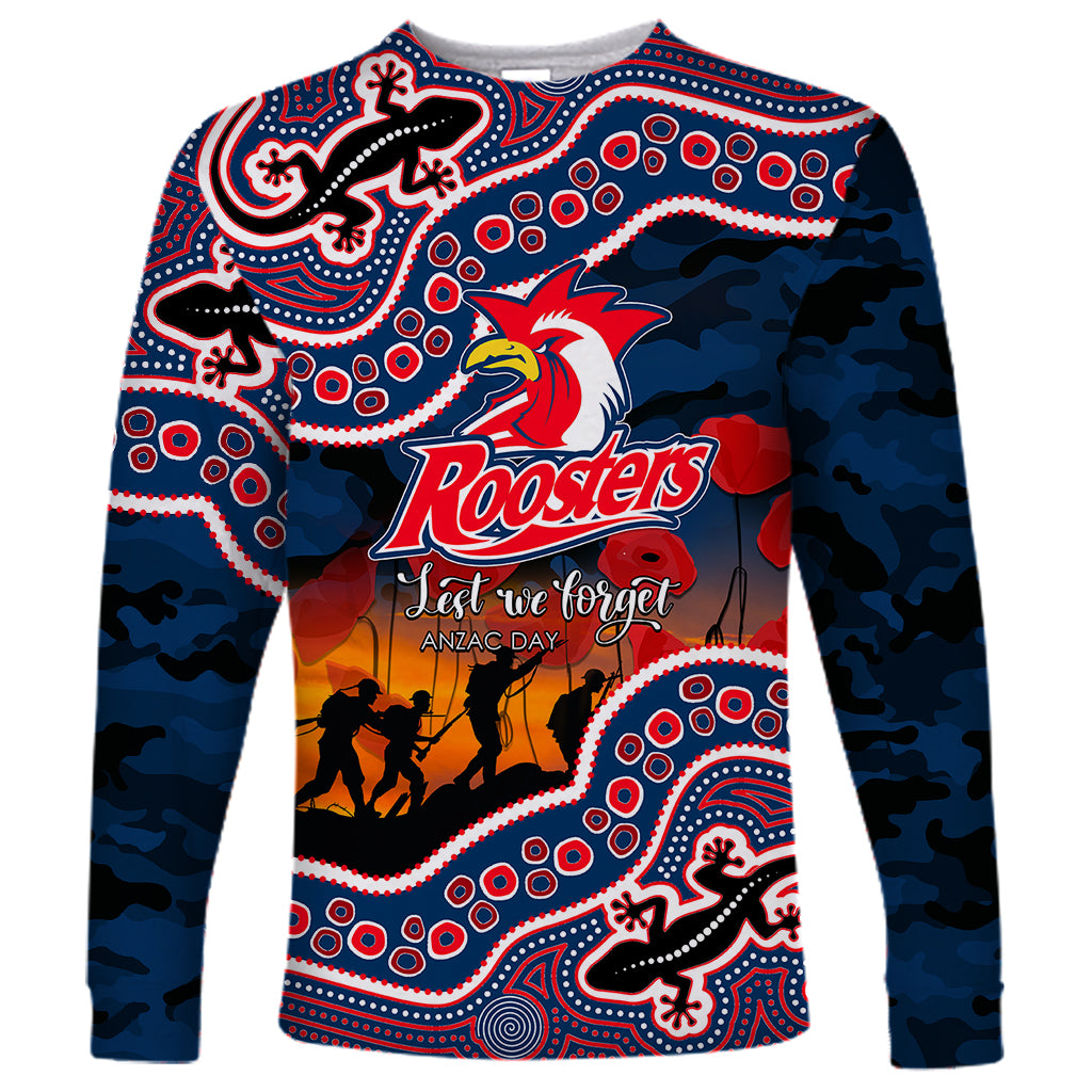 custom-personalised-anzac-day-nrl-rooster-long-sleeve-shirt-aboriginal-lizard-patterns