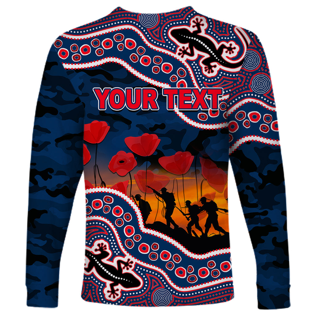 custom-personalised-anzac-day-nrl-rooster-long-sleeve-shirt-aboriginal-lizard-patterns