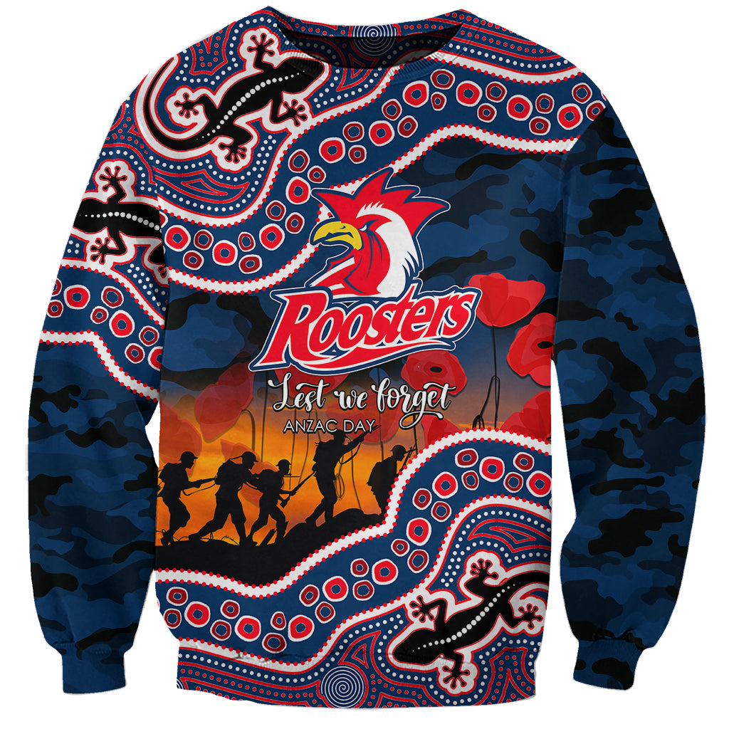 custom-personalised-anzac-day-nrl-rooster-sweatshirt-aboriginal-lizard-patterns