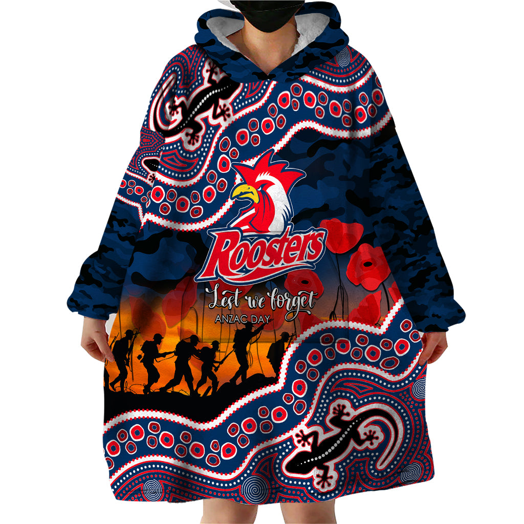 custom-personalised-anzac-day-nrl-rooster-wearable-blanket-hoodie-aboriginal-lizard-patterns