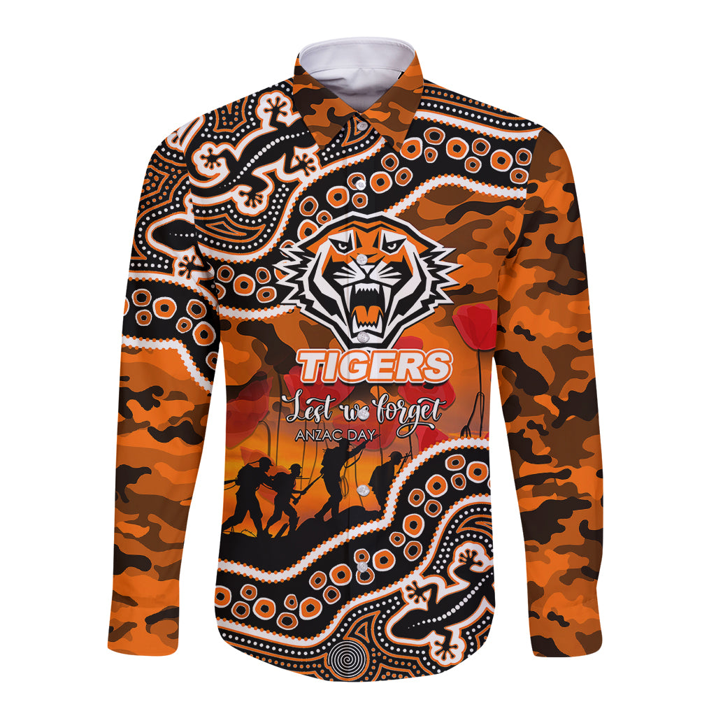 custom-personalised-anzac-day-nrl-tigers-long-sleeve-button-shirt-aboriginal-lizard-patterns