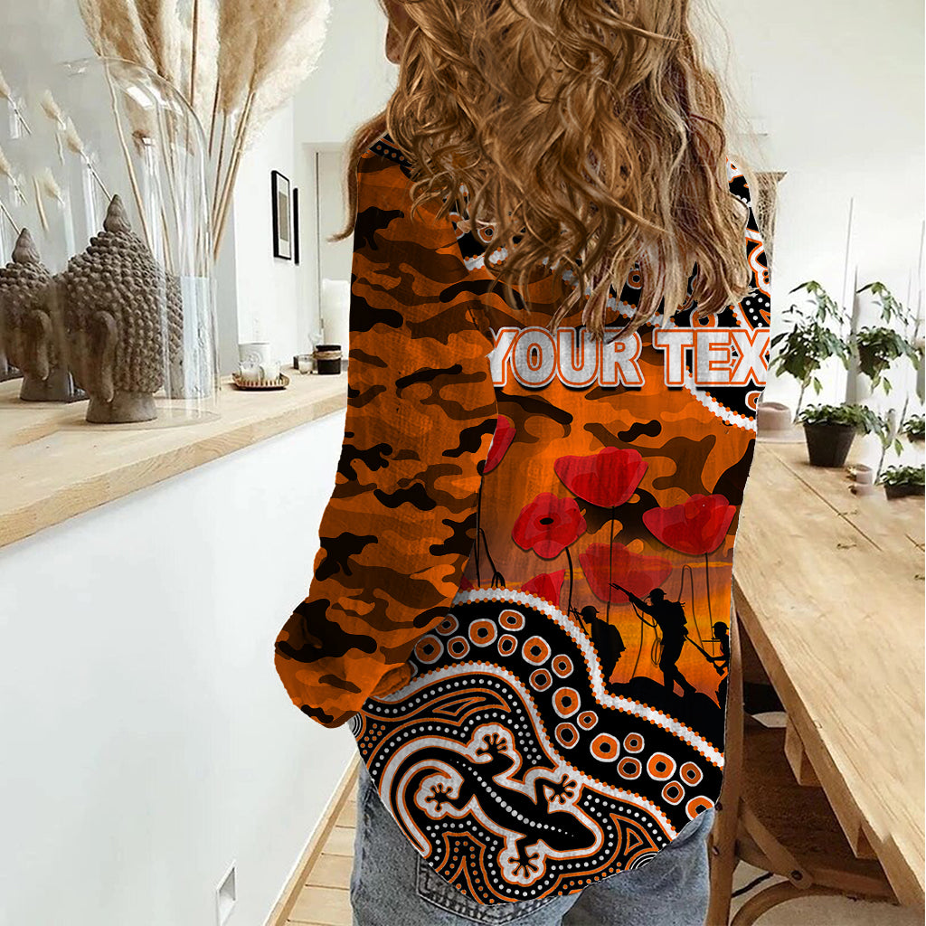 custom-personalised-anzac-day-nrl-tigers-women-casual-shirt-aboriginal-lizard-patterns