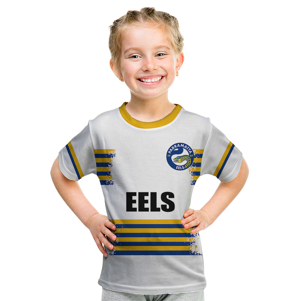 custom-personalised-and-number-eels-nrl-kid-t-shirt-2023-simple-white-style