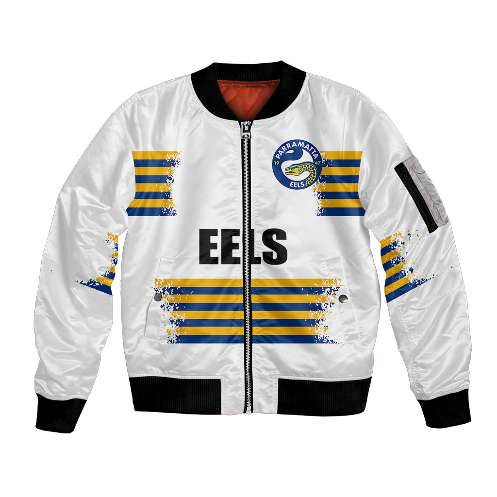 custom-personalised-and-number-eels-nrl-sleeve-zip-bomber-jacket-2023-simple-white-style