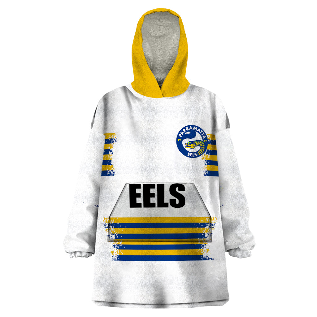 custom-personalised-and-number-eels-nrl-wearable-blanket-hoodie-2023-simple-white-style