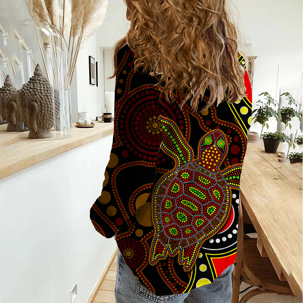 aboriginal-turtle-women-casual-shirt-red-style