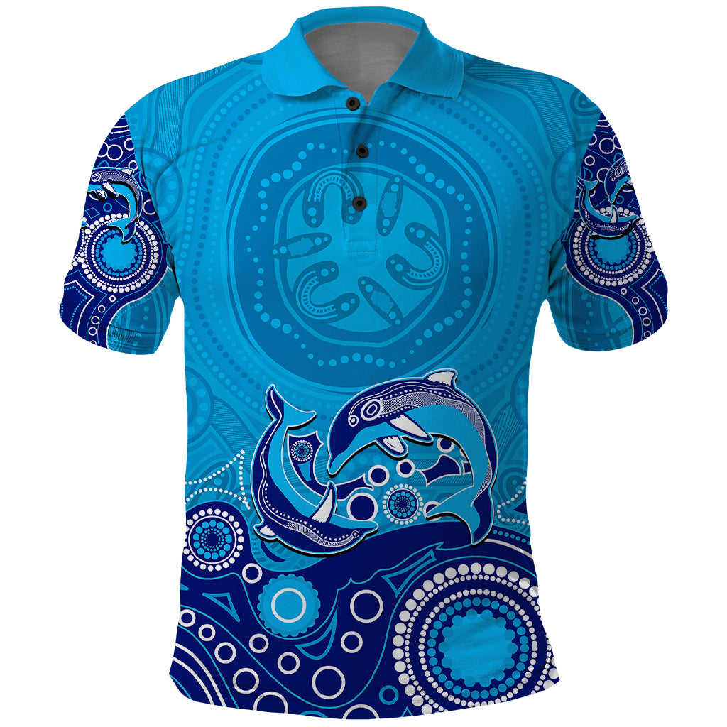 australia-aboriginal-polo-shirt-dolphin-light-blue