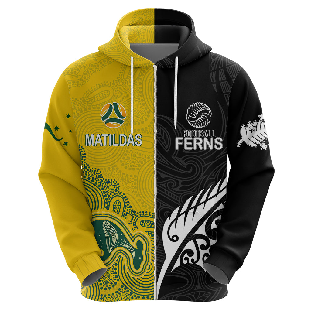 personalised-matildas-mix-football-ferns-hoodie-2023-world-cup-aboriginal-tribal-style