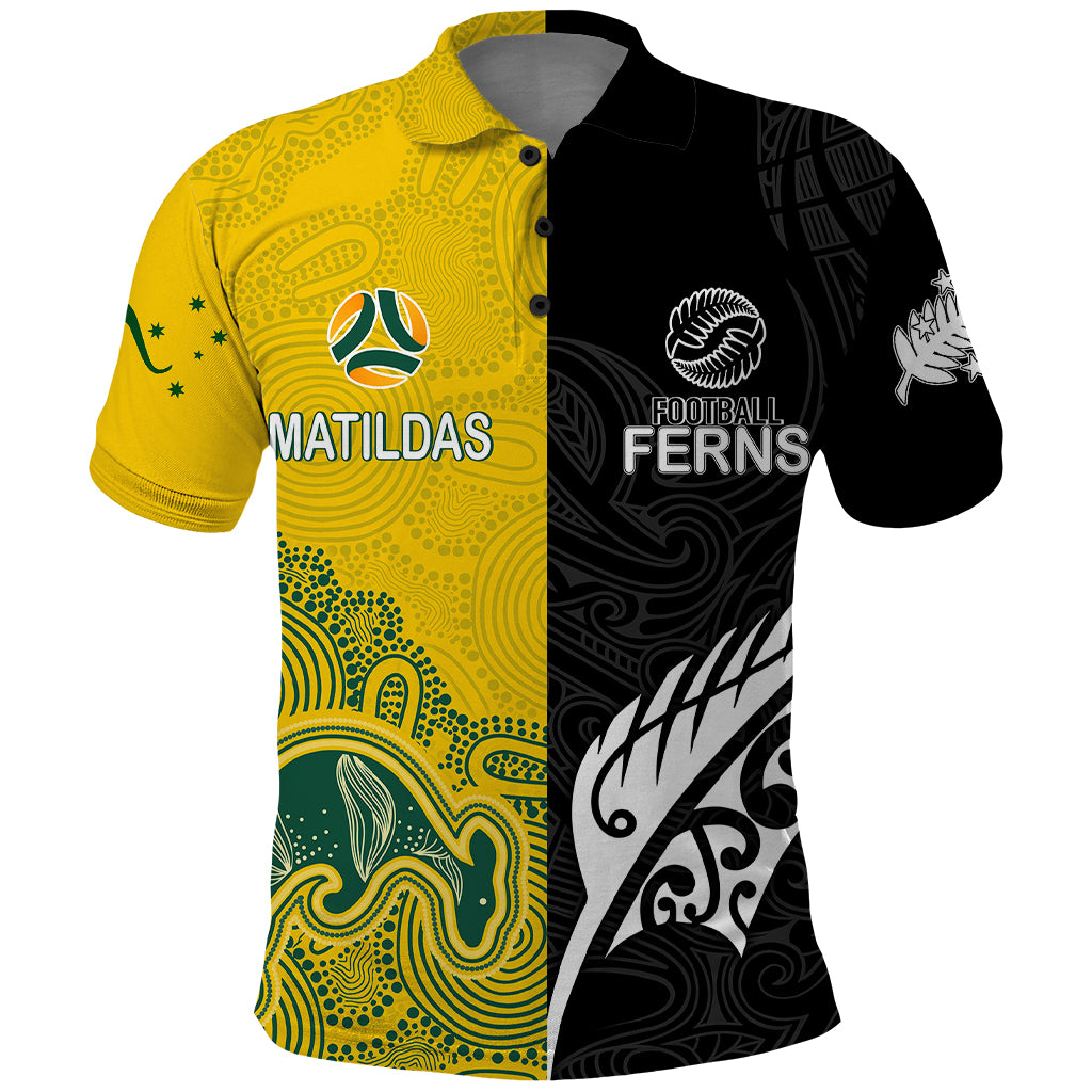 personalised-matildas-mix-football-ferns-polo-shirt-2023-world-cup-aboriginal-tribal-style