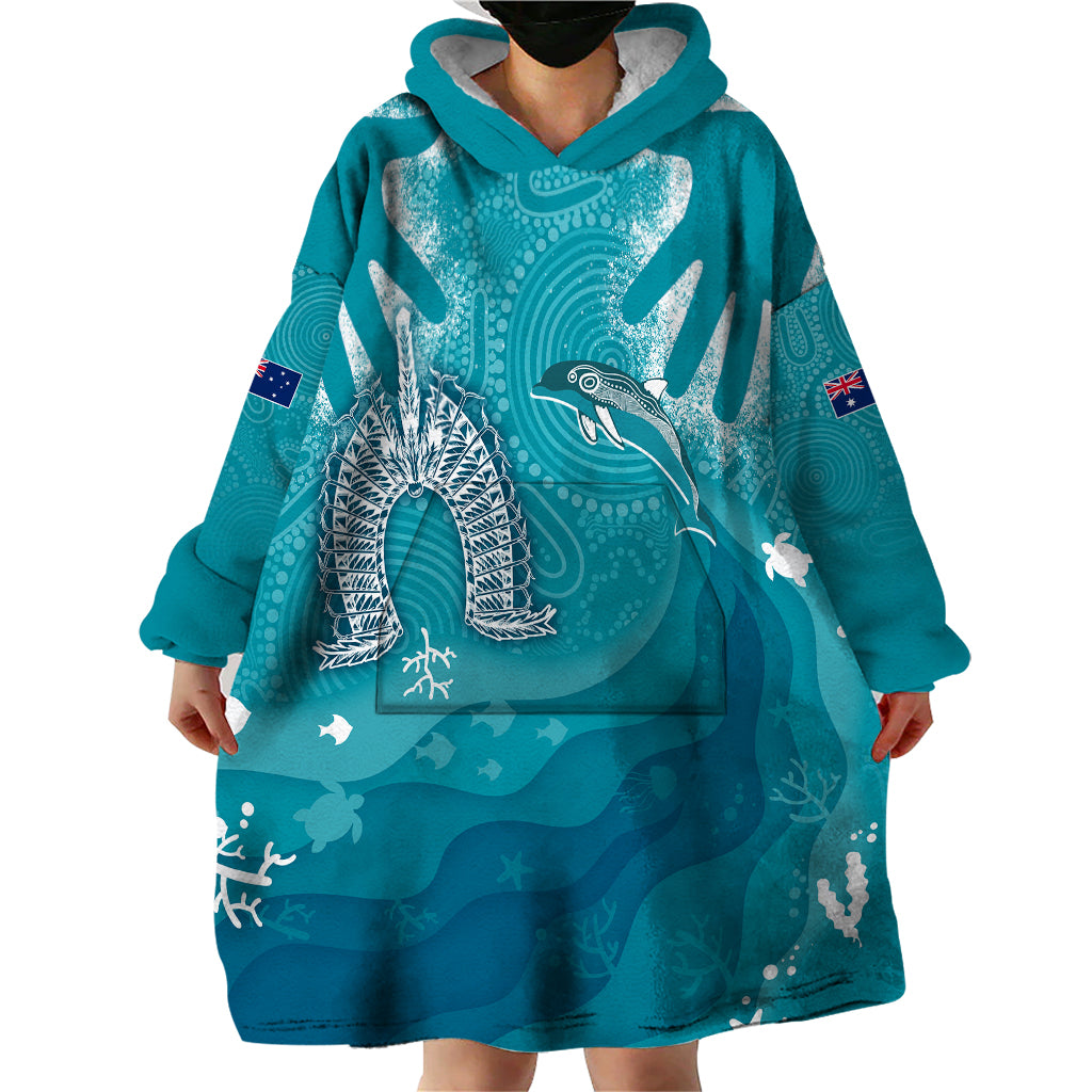 naidoc-week-2023-wearable-blanket-hoodie-for-our-elders-torres-strait-dolphin-aboriginal-dot-arts