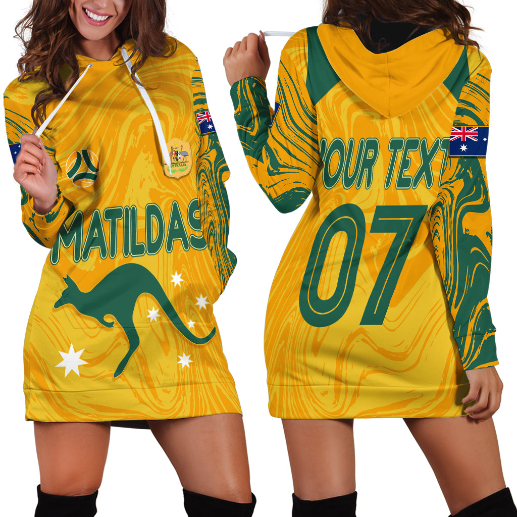 personalised-aussie-matildas-hoodie-dress-2023-women-world-cup-marble-patterns