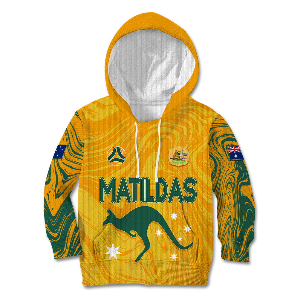 personalised-aussie-matildas-kid-hoodie-2023-women-world-cup-marble-patterns