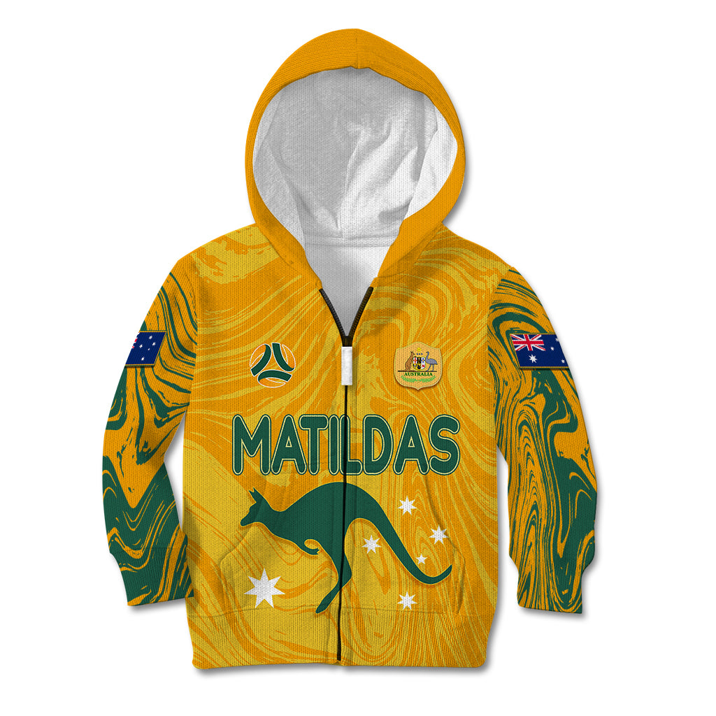 personalised-aussie-matildas-kid-hoodie-2023-women-world-cup-marble-patterns