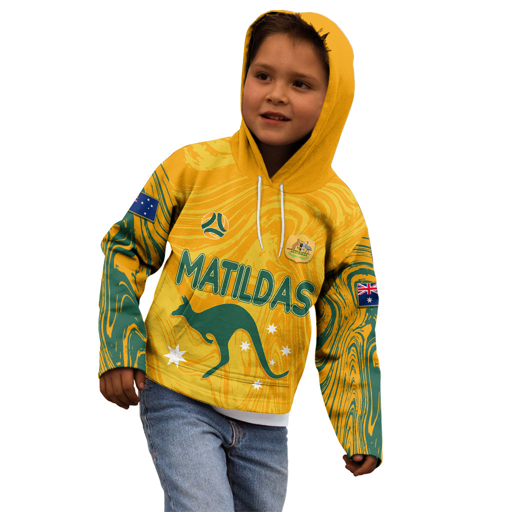 personalised-aussie-matildas-kid-hoodie-2023-women-world-cup-marble-patterns