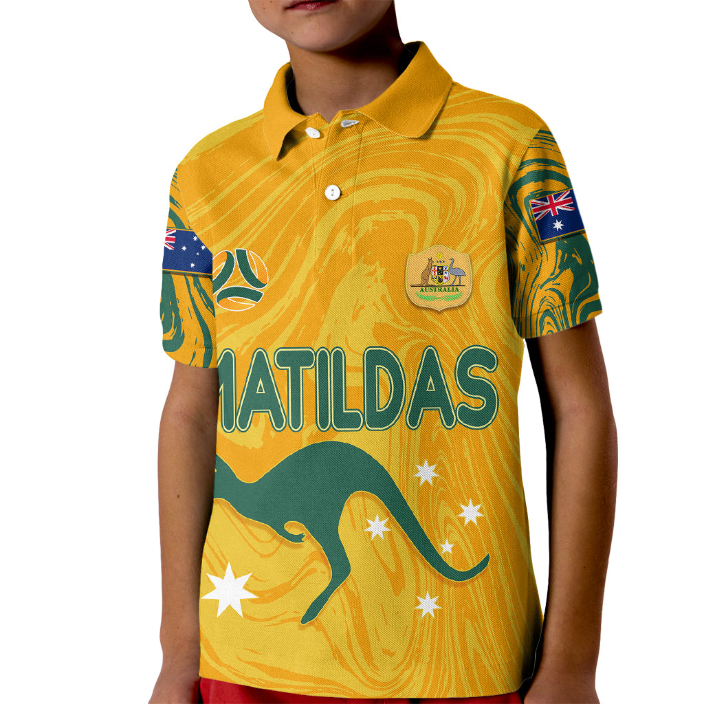 personalised-aussie-matildas-kid-polo-shirt-2023-women-world-cup-marble-patterns