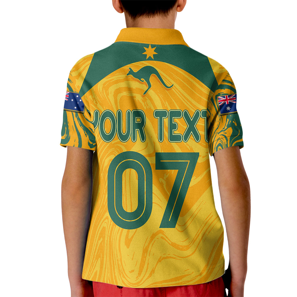 personalised-aussie-matildas-kid-polo-shirt-2023-women-world-cup-marble-patterns