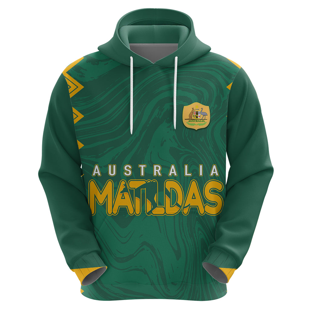 personalised-aussie-matildas-hoodie-2023-women-world-cup-marble-patterns-green