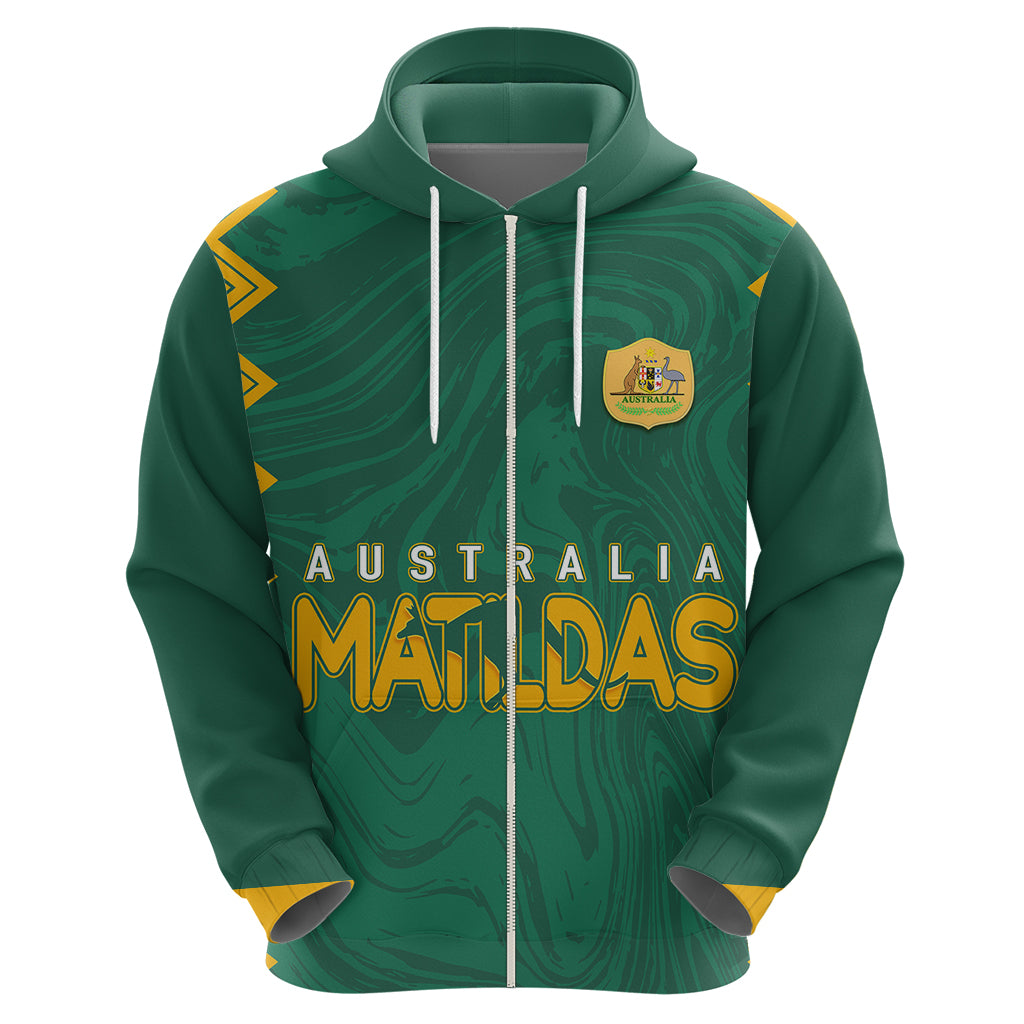 personalised-aussie-matildas-hoodie-2023-women-world-cup-marble-patterns-green