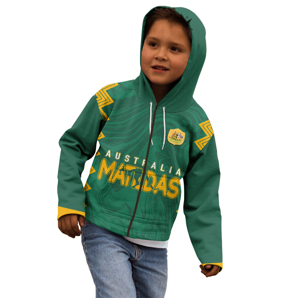 personalised-aussie-matildas-kid-hoodie-2023-women-world-cup-marble-patterns-green