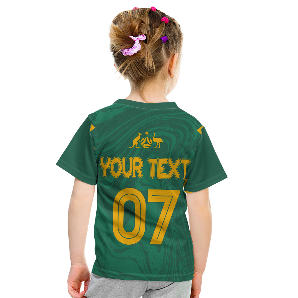 personalised-aussie-matildas-kid-t-shirt-2023-women-world-cup-marble-patterns-green