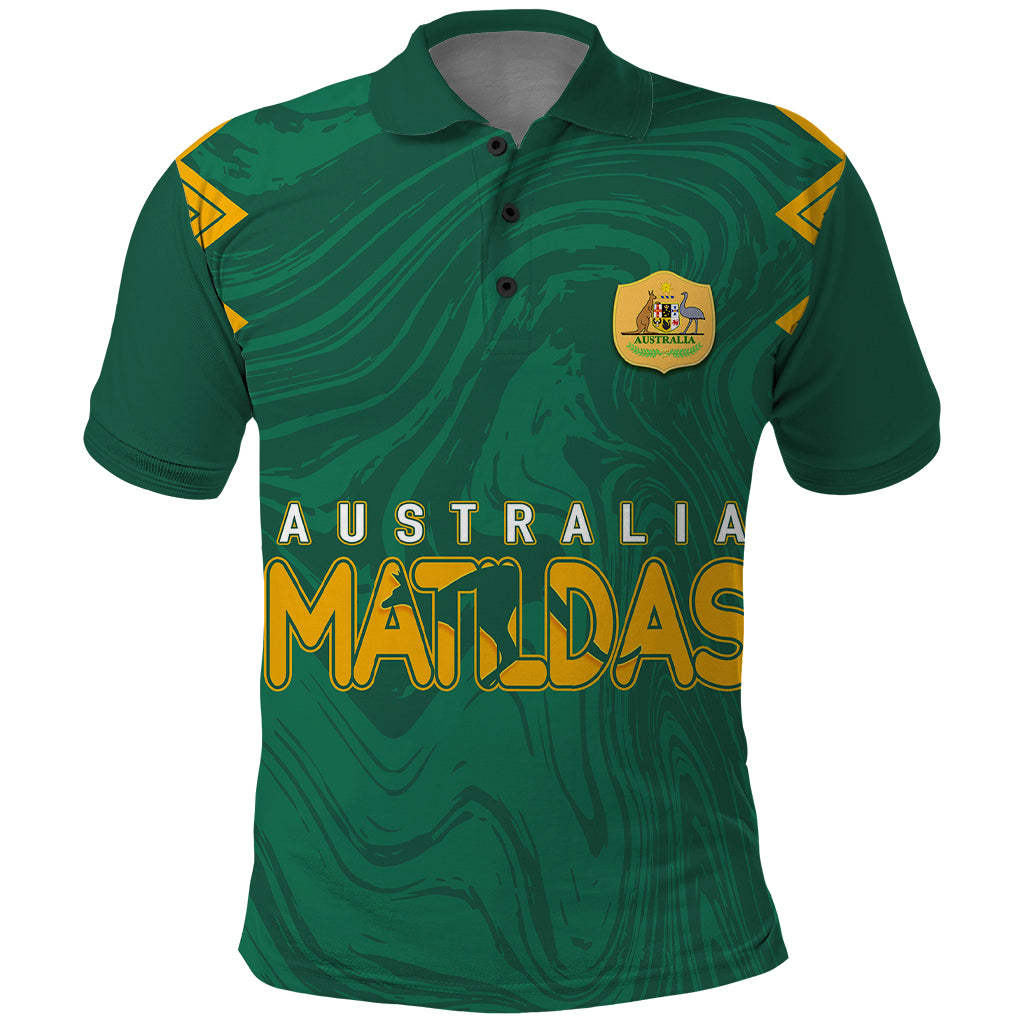 personalised-aussie-matildas-polo-shirt-2023-women-world-cup-marble-patterns-green