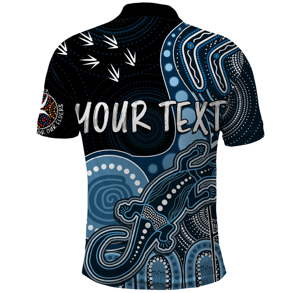 personalised-naidoc-week-2023-afl-blues-polo-shirt-aboriginal-dot-art-lizard-mix-boomerang