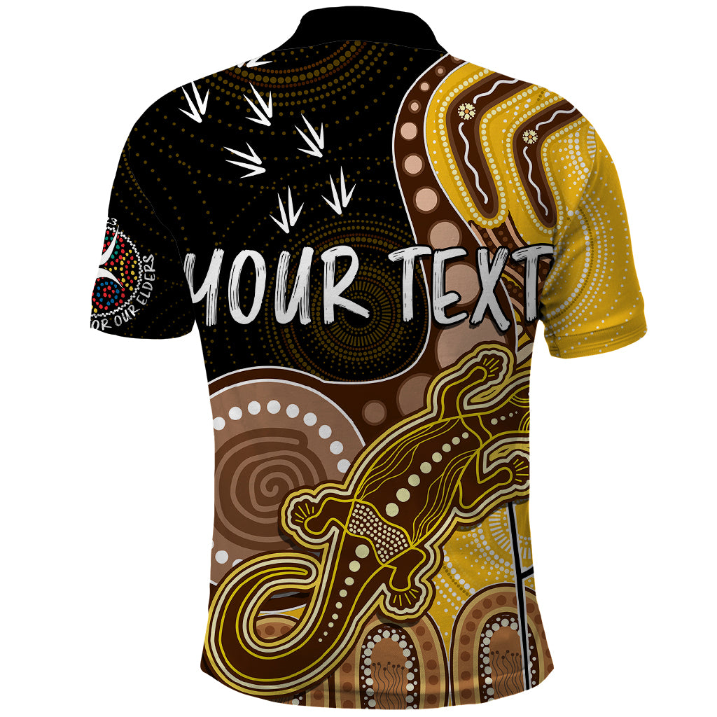 personalised-naidoc-week-2023-afl-hawks-polo-shirt-aboriginal-dot-art-lizard-mix-boomerang