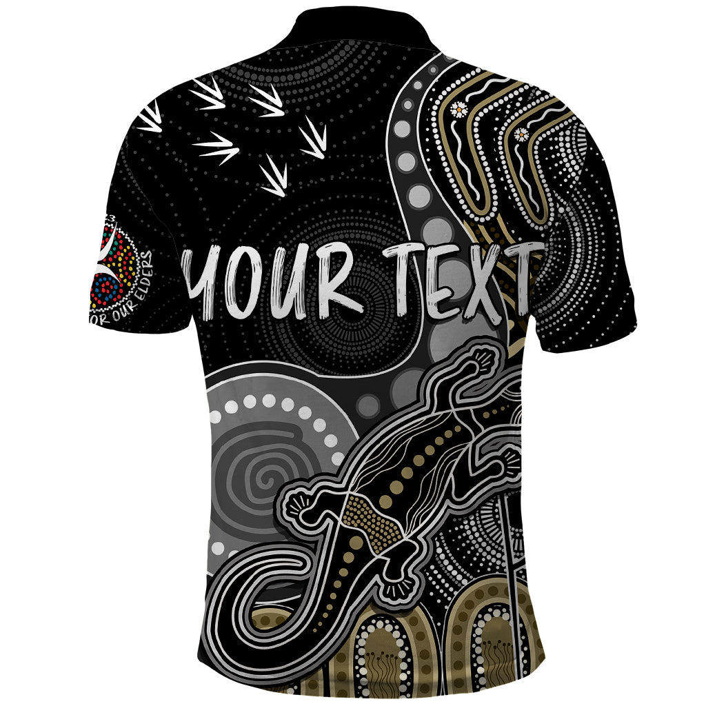 personalised-naidoc-week-2023-afl-magpies-polo-shirt-aboriginal-dot-art-lizard-mix-boomerang