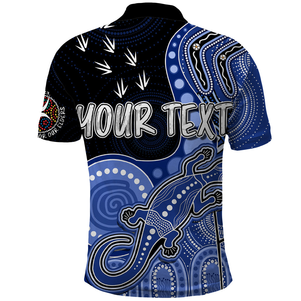 personalised-naidoc-week-2023-afl-kangaroos-polo-shirt-aboriginal-dot-art-lizard-mix-boomerang