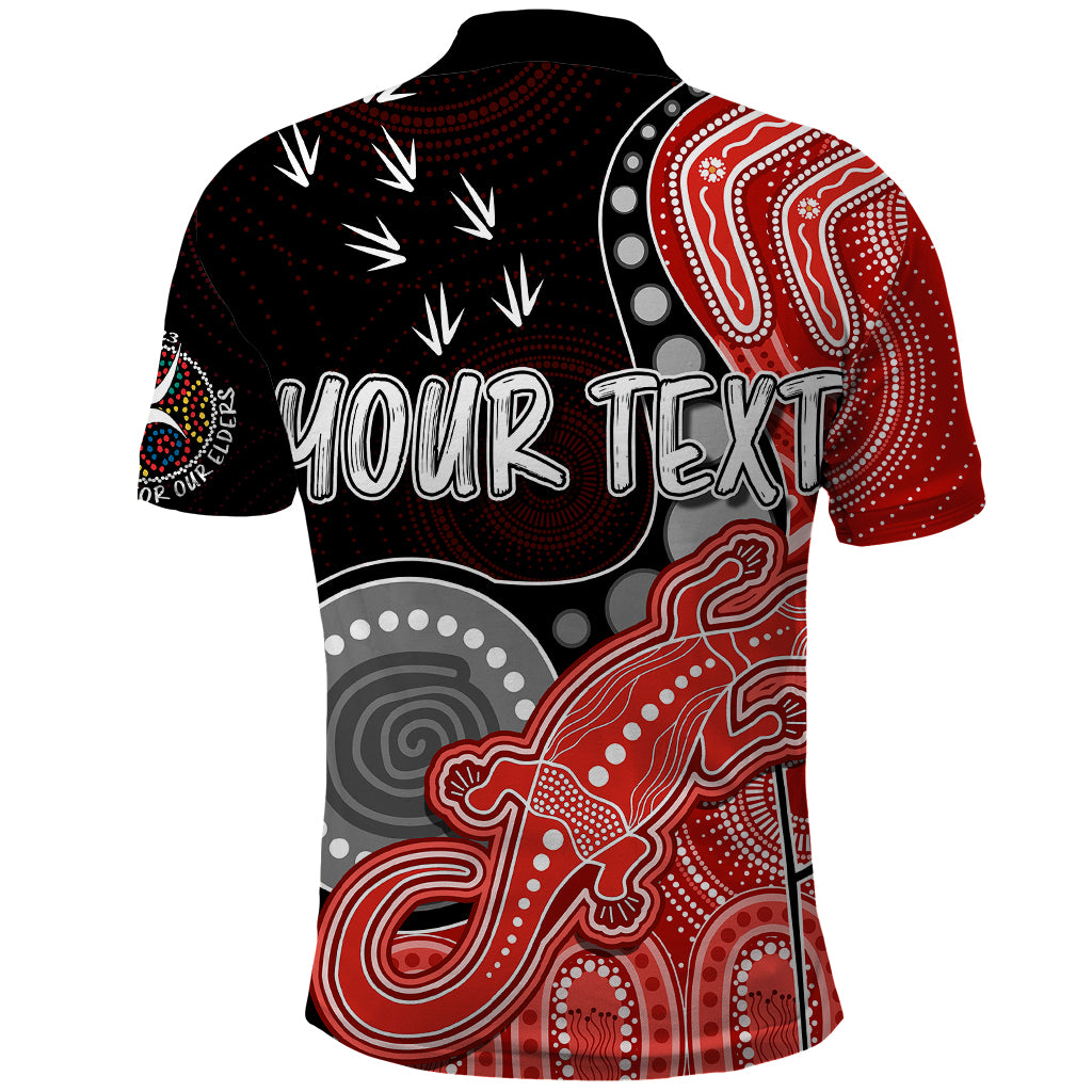 personalised-naidoc-week-2023-afl-swans-polo-shirt-aboriginal-dot-art-lizard-mix-boomerang