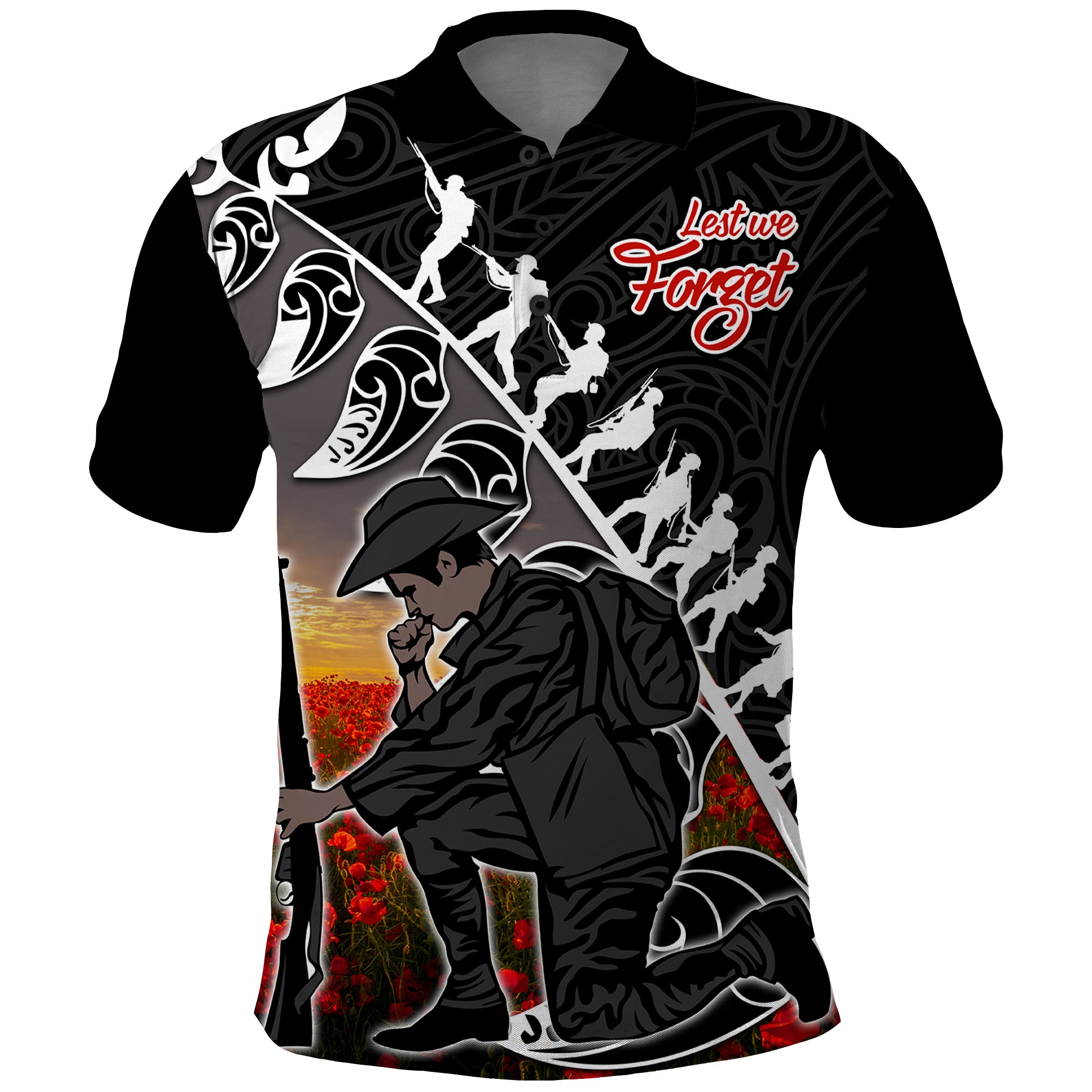 aotearoa-anzac-day-polo-shirt-maori-fern-with-poppy-vibe