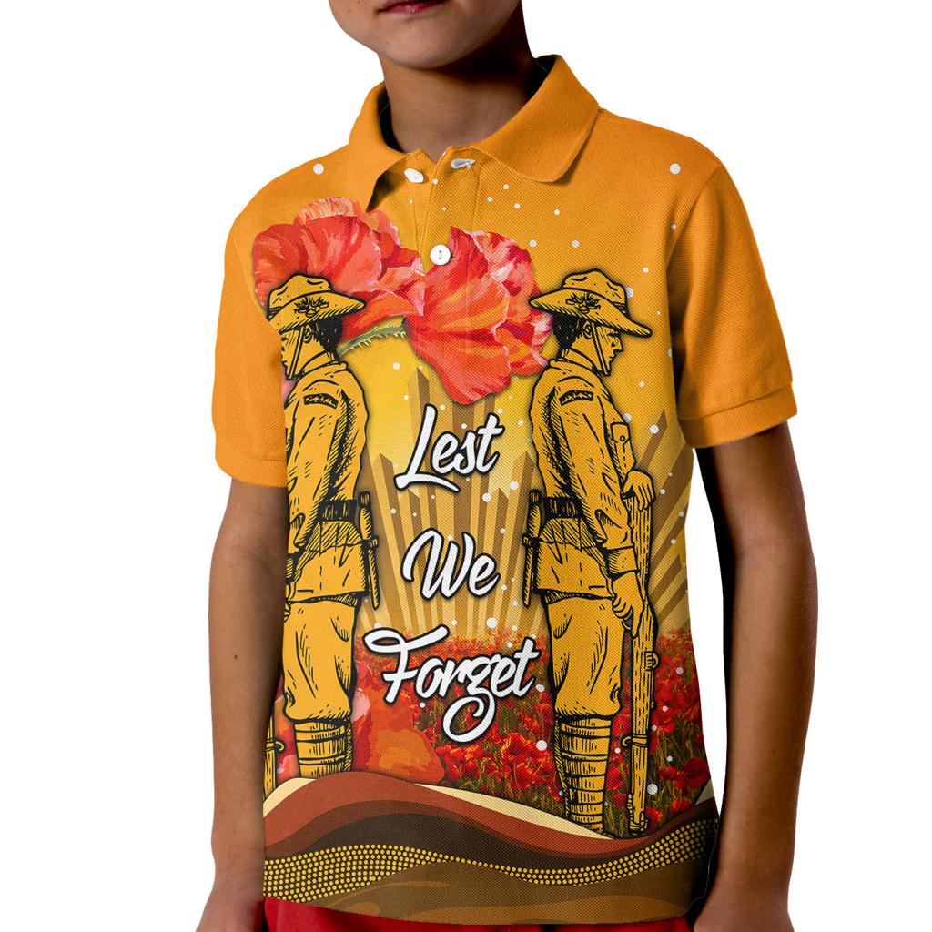 custom-personalised-aboriginal-anzac-day-kid-polo-shirt-soldier-poppy-vibe